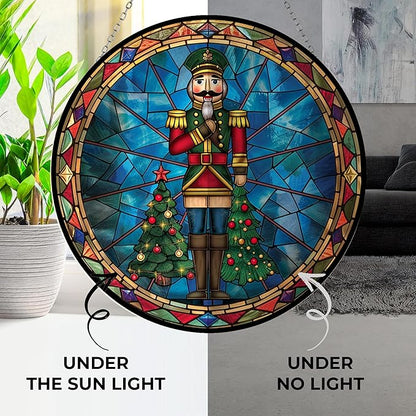 Christmas Nutcracker Standing Stained Glass Sun Catcher, Wall Hanging Colored Decor Room Indoor Window Decor, Halloween, Christmas Hanging Ornament Mother Day