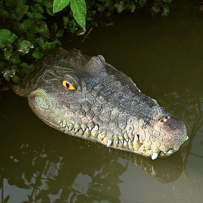 Pond Floating Alligator Head Decoy, Outdoor Alligator Pool Float Fake Gator Head Decorations Duck Deterrent, Crocodile Head for Pond Decor, Pond Decorations, Pool Garden Accessories