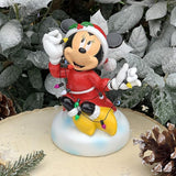 Disney Minnie Mouse Garden Statue Wrapped in Faux Christmas String Lights, 6 Inches Tall, Officially Licensed Disney Product