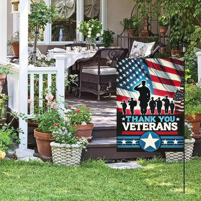 BlissYard Thank You Veterans Garden Flag Decorative Yard Banner Seasonal Flag for Outdoor Outside Decor Party Decoration American Patriotic Yard Memorial Day Independence Day Farmhouse Decorations