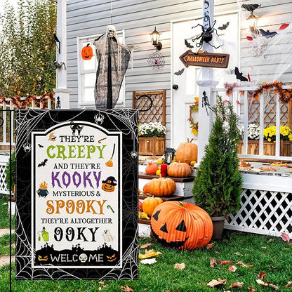 OHOME Halloween Party Decorations - Welcome Garden Flag | Halloween Decorations for Outdoor Indoor Outside - Trick or Treat Banner for Garden Porch Patio Lawn Yard Party Favors Supplies,12x18 Inch