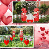 Yuntau 4 Pcs Valentine's Day Yard Signs Gnome Outdoor Sign with Stakes Valentine Red Heart Rose Gnome Lawn Gift Box for Holiday Pathway Lawn Walkway Patio Party Wedding Anniversary Decor