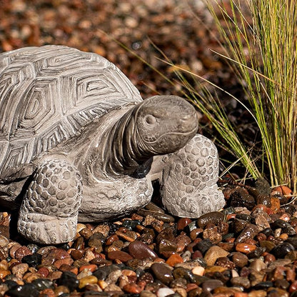 XBrand 16.1" L Grey Polystone Walking Turtle Statue, Indoor Outdoor Décor, Living Room Décor, Turtles Sculptures, Yard Statues
