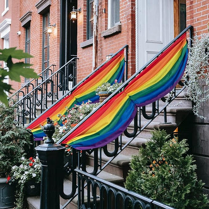 Wehhbtye 2PCS Gay Pride Rainbow Bunting Flag-LGBTQ Lesbian Fabric Hanging Bunting Banner Flag for Pride Day Parades Outdoor Porch Yard Themed Party Celebration Decor