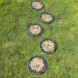 Garden Stepping Stones Outdoor,Pebble Stepping Stones for Garden Walkway,Decoration Polished River Rock for Yard, Pathway,Landscaping, 12 inch Round Decorative Stone Sheet Set 6pcs