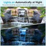 POPOSOAP Pond Waterfall Spillway Kit with LED Lights, 13.4" H x 12" W Stainless Steel Spillway with 660GPH Pond Pump, Filtration, 10FT Corrugated Tubing Waterfall for Water Garden, Backyard, Pool