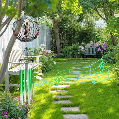 Hummingbird Wind Chimes with Wind Spinner, Mothers Day Birthday Gifts for Women Mom Friends Teacher, Humming Bird Windchimes, Outdoor Hanging Decor for Garden Patio Backyard Porch