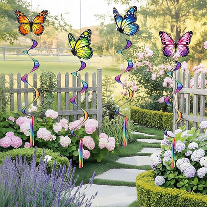 Gerrii 4 Pcs Spring Butterfly Windsock for Outside Monarch Butterfly Wind Spinner Hanging Decor Springtime Wind Twister Windmill for Yard Garden Patio Home Supply