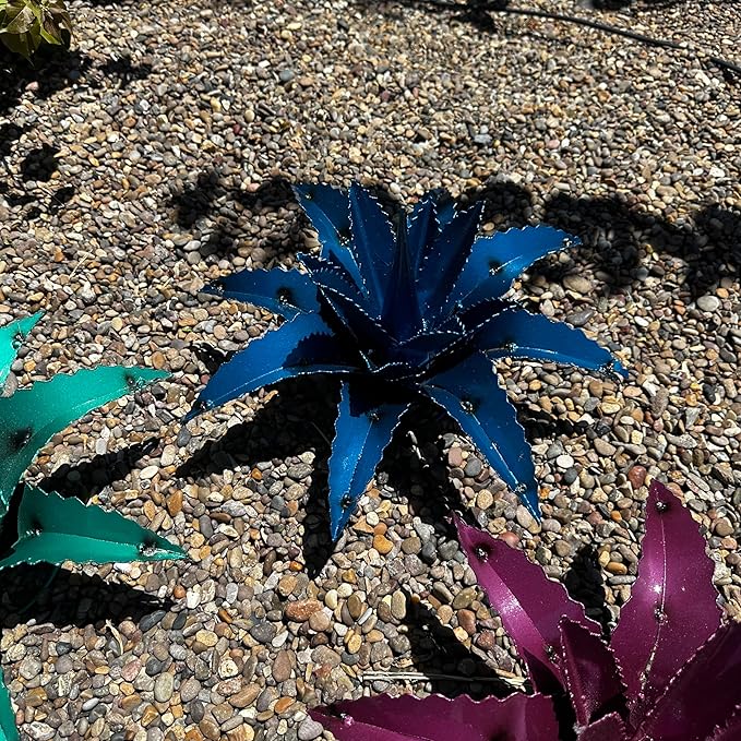 Mini Metal Agave - Garden Art (Blue)