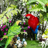 Jetec Parrot Decor Outdoor Tiki Bar Decor Large Realistic Parrot Statues Outside Lifelike Bird Sculptures Garden Patio Yard Lawn Figurines for Tropical Animal Tree Wall(2 Pcs,Green, Red)