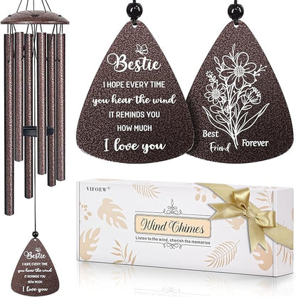 Bestie Gifts for Women, 32" Bronze Wind Chimes, Best Friend Birthday Gifts for Women, Friendship Gift for Birthday Christmas, Unique Bestie Gift Ideas for Woman Female Bestfriend BFF, Home Decor