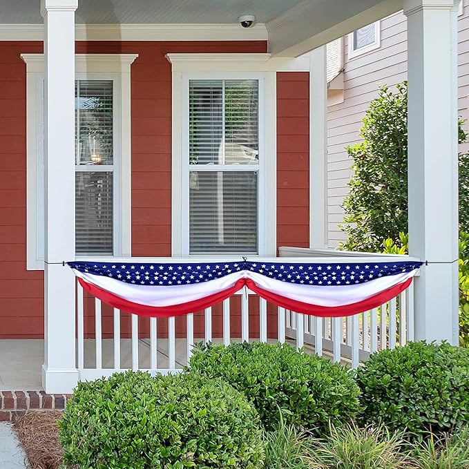 Wehhbtye 2PCS Patriotic Bunting Decorations-8.9x2.5 Feet 4th of july Outdoor Hanging Banner Flag,American Stars and Stripes Independence Day Flag for Memorial Day Porch Labor Day Yard Outside Party