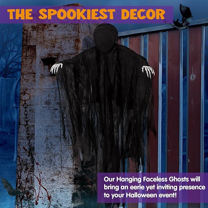 JOYIN 63” Halloween Decorations Outdoor Grim Reaper,Dark Faceless Hanging Ghost Decor in Black Horror Robe for Halloween Yard Tree Graveyard Hanging Decorations Haunted House Outside Decor