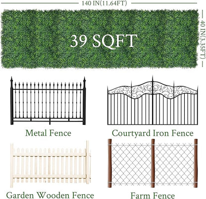 Artificial Ivy Privacy Fence Screen,40"x 140" (39 SQFT) 4-Layer Leaf UV-Anti Faux Greenery Boxwood Backdrop Ivy Vine Leaf Panels for Outdoor, Indoor, Garden,Backyard and Decor