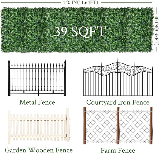 Artificial Ivy Privacy Fence Screen,40"x 140" (39 SQFT) 4-Layer Leaf UV-Anti Faux Greenery Boxwood Backdrop Ivy Vine Leaf Panels for Outdoor, Indoor, Garden,Backyard and Decor