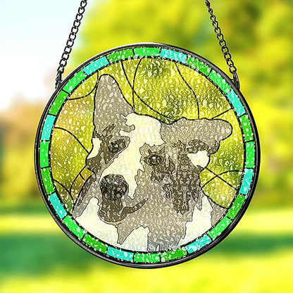 Personalized Dog Portrait Stained Glass Suncatcher Memorial Gift for Pet Lovers, Fur Memorial Gifts for Dogs Memorial Gifts for Loss of Dog, Pet Loss SunCatcher Pets Sympathy Gift Window Hanging