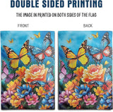 Summer Garden Flags 12x18 Double Sided Spring Butterfly Garden Flag Flower Welcome Flags for Outside Floral Yard Flags Outdoor Front Porch Decor