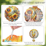 Hanging Wind Spinners Outdoor - 3D Metal Wind Spinner Kinetic Spinning Stainless Steel Art Ornaments Sunflower Decor for Garden Patio Porch Birthday Gifts for Women Men Mom Grandma Dad
