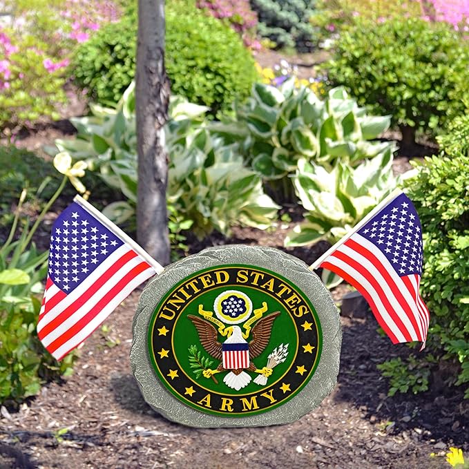 Red Carpet Studios Military Garden Stone with Flags, 10", United States Army