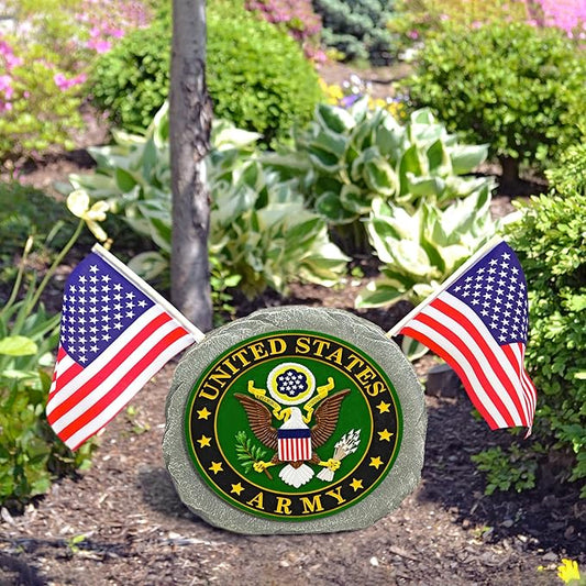 Red Carpet Studios Military Garden Stone with Flags, 10", United States Army