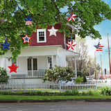 16 Pcs 4th of July Hanging Star Lawn Sign Star Patriotic Yard Signs Decorations Plastic Independence Day Garden Hanging Ornaments for Labor Day Veterans Day Memorial Day Home Garden Yard Tree Decor