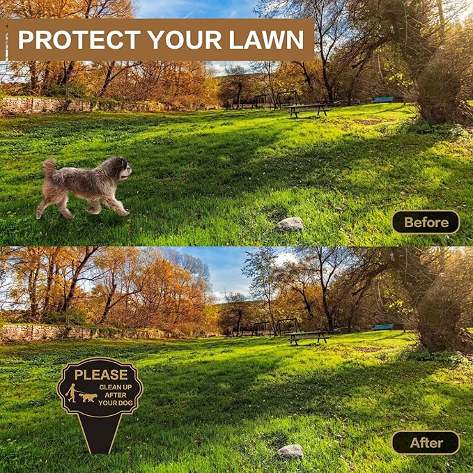 Double Sided Yard Sign,Clean Up After Your Dog Sign,14”X10” No Poop Signs For Lawn No Pooping Dog Signs For Yard With Integrated Stake,Easy Mounting,Outdoor Use(1PACK-Clean Up After Your Dog)