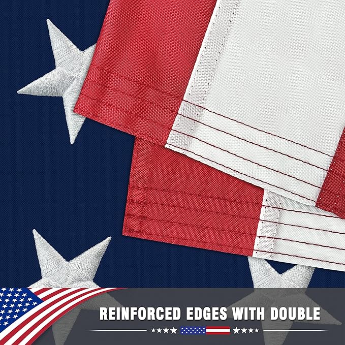 American Flag 3x5 FT for Outdoor, Heavy Duty US Flag Made from 200D Polyeter USA Flag with Embroidered Stars, Stitched Stripes and Brass Grommets. Vivid Color and UV Fade Resistant for Long Time Flying (Embroidered US flag)