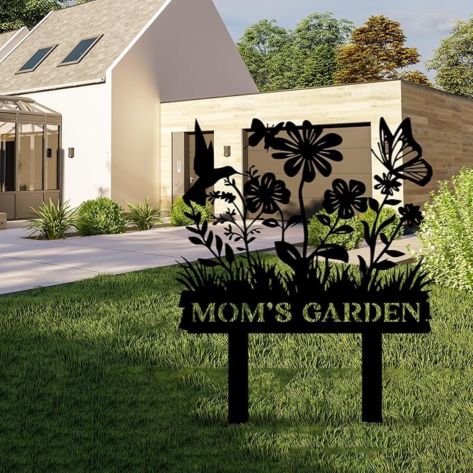 Custom Metal Garden Sign, Personalized Garden Metal Stake with Birds, Flower Garden Name Decor, Custom sign for Outside, Customized Gardening Decoration, Farmhouse Decor, Yard Art, Gift for Gardener
