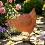 Rooster Garden Statue Decorations,Outdoor Sculpture Chicken Farm Animals Decoration,11.8" Rusty Chicken Decor for Patio Lawn Backyard Yard,Vintage Rustic Chicken Figurine Animal Ornaments