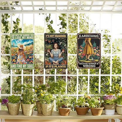 3 PCS Garden Gifts Women-Funny Metal Garden Signs Decor for Outside,Patio,Backyard,GardenersGardeners,and Plant Lovers,Mothers Grandmas and Housewarming 8x12inch