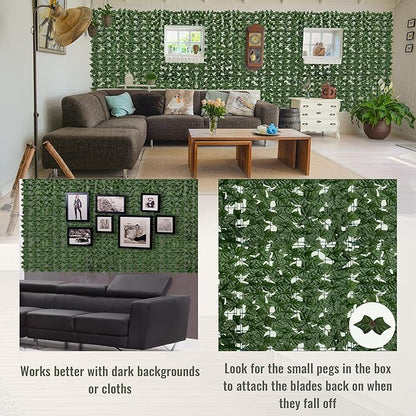 Artificial Ivy Privacy Fence Screen: 48"x 204" (68 Sqft) Anti-Ultraviolet Artificial Hedge Grass Wall, Used for Indoor and Outdoor Green Background, Garden Greening Decoration