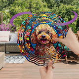 Poodle Dog Wind Spinners Outdoor Dog Memorial Gifts, 3D Metal Kinetic Hanging Garden Wind Spinner, Spinner Decor, Wind Sculptures for Outdoor & Indoor, Window, Yard Decor (Poodle 3)