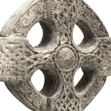 BestNest Athens Celtic Cross Garden Statue on Base – Pre-Aged Concrete Outdoor Religious Sculpture with Impressed Celtic Pattern, Gray Faith Garden Decor