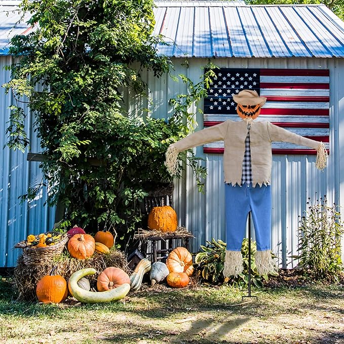 LarpGears Halloween 7.5 Feet Height Pumpkin Scary Scarecrow Ghost Decorations for Outdoor with Metal Stand Scarecrow Ghost Decor Flying Halloween Decorations for Garden and Yard