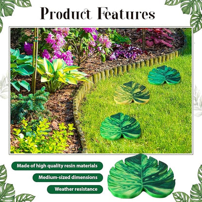 Cinnvoice 3 Pack Stepping Stones Resin Decorative Garden Stepping Stone Garden Decor for Patio, Walkway Sculpture Yard(Monstera Deliciosa,8.4×10 Inches)