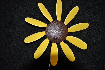 Beloit Plastics 12" Diameter Sunflowers/Daisy (6 Pack),24" Tall Pinwheel and Wind Spinner for Garden, Lawn, or Patio,Flower Vibrations May Irritate Moles - Front or Back Yard Decoration,USA Made
