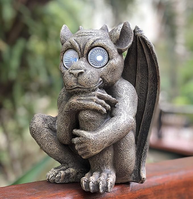 Solar Powered Gargoyle Outdoor LED Garden Light Decor