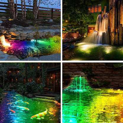 Pond Light with APP, 6W Frog Fountain Light led Underwater with 12V Transformer, IP68 Waterproof Underwater Pond Lights with Long Cable for Ponds Waterfall Fountain Water Feature, 4 SpotLights
