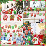 Huwena 30 Pcs Christmas Outdoor Hanging Decorations Snowflakes Candy Yard Signs Include 6 Plastic Yard Stakes 24 Double Sided Ornaments for Christmas Winter Holiday Garden Tree Decor(Candy Cane)