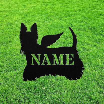 Scottish Terrier Angel Wings Statue Scottie Figurine For Garden Memorial Ornament Metal Burial Sympathy Gift Grave Marker for Yard Garden Porch Lawn Grassland Park Farm Flowerpot Decor.