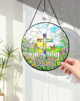 Christian Stained Glass Window Hanging Sun Catcher, Religious Faith for Mom or Grandma, Church Window Decor