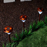 Alpine Corporation LBM174SLR-4 Solar Copper Stainless Steel Pathway LED Lights, 15" H, Bronze, Set of 4