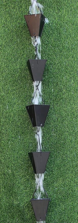 KAM Home Bronze Tapered Square Cups Rain Chain with Installation Kit (Black, 8.5)