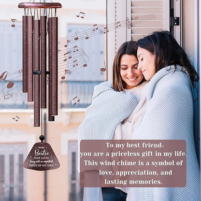 Kubbut Best Friend Birthday Gifts for Women 32" Wind Chimes, Friendship Gifts for Woman/Work Bestie, Soul Sister/Long Distance Friendship Gift for Her，BFF Gift Decoration Female