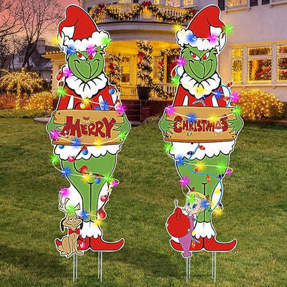 2 Pcs Large Christmas Outdoor Decorations with Metal Stakes Merry Christmas Yard Signs for Lawn, Garden Yard Decor