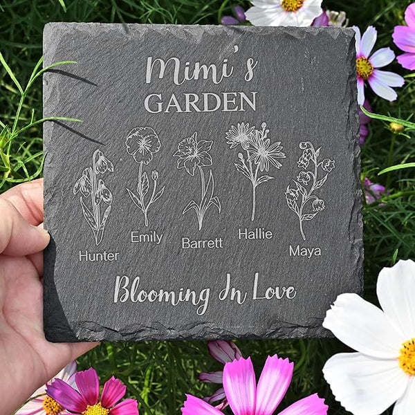 Personalized Garden Stone, Mothers Day Presents, Birth Flower Gifts, Custom Birth Month Flower, Gifts for Mom and Grandma