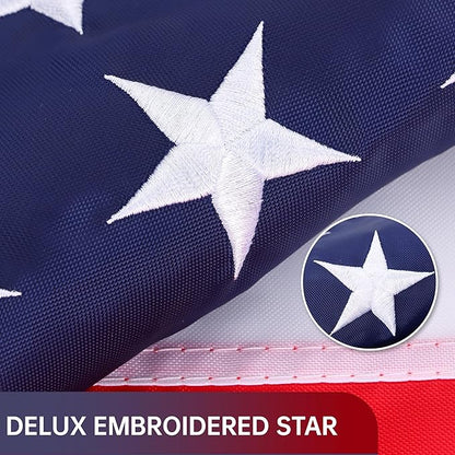 Embroidered American Flag 3x5 Outdoor,Heavy Duty 420D Nylon USA FLag, Embroidered Star and Sewn Stripes,Quadruple Stitched Fly End,Brass Grommets,Patriotic Decor