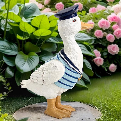 Leekung Duck Garden Decor Outdoor Porch Duck Statues Resin Sculptures Decorative Lawn Ornaments for Outside Garden Fence Patio Yard Animal Beach Nautical Decor Gardening Gifts for Women