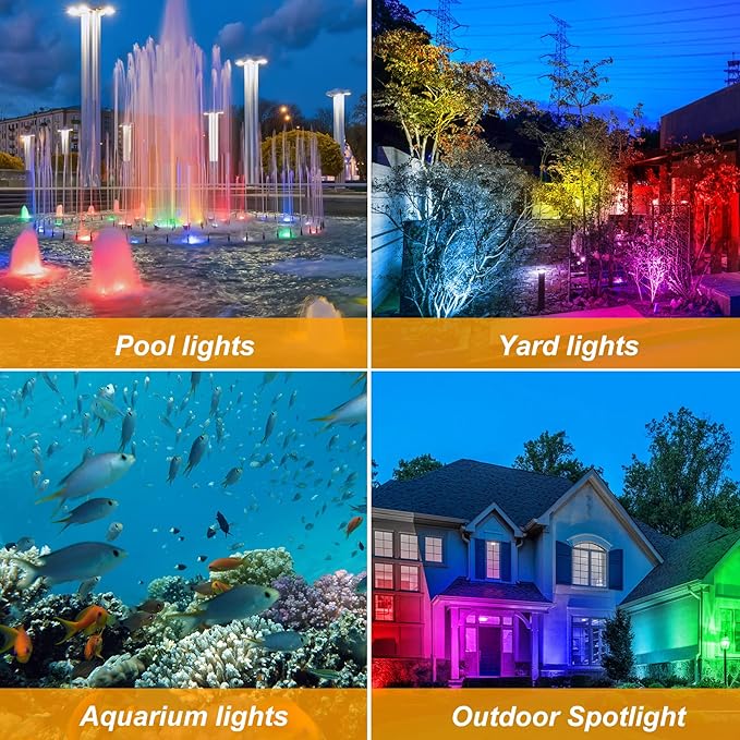 Solar Underwater Pond Lights, Super Bright RGB LED Submersible Pond Light Color Changing Spotlights IP68 Waterproof Fountain Lights for Fish Aquarium Tank Garden Yard Pool (3-in-1)