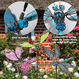Juegoal 34 Inch Butterfly Garden Stakes Decor, Dragonfly Hummingbird Stakes, Glow in Dark Metal Yard Art for Mom, Mothers Day Ideal Gifts, Indoor Outdoor Lawn Pathway Patio Ornaments, Set of 3